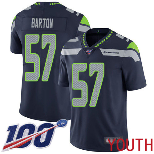 Seattle Seahawks Limited Navy Blue Youth Cody Barton Home Jersey NFL Football 57 100th Season Vapor Untouchable